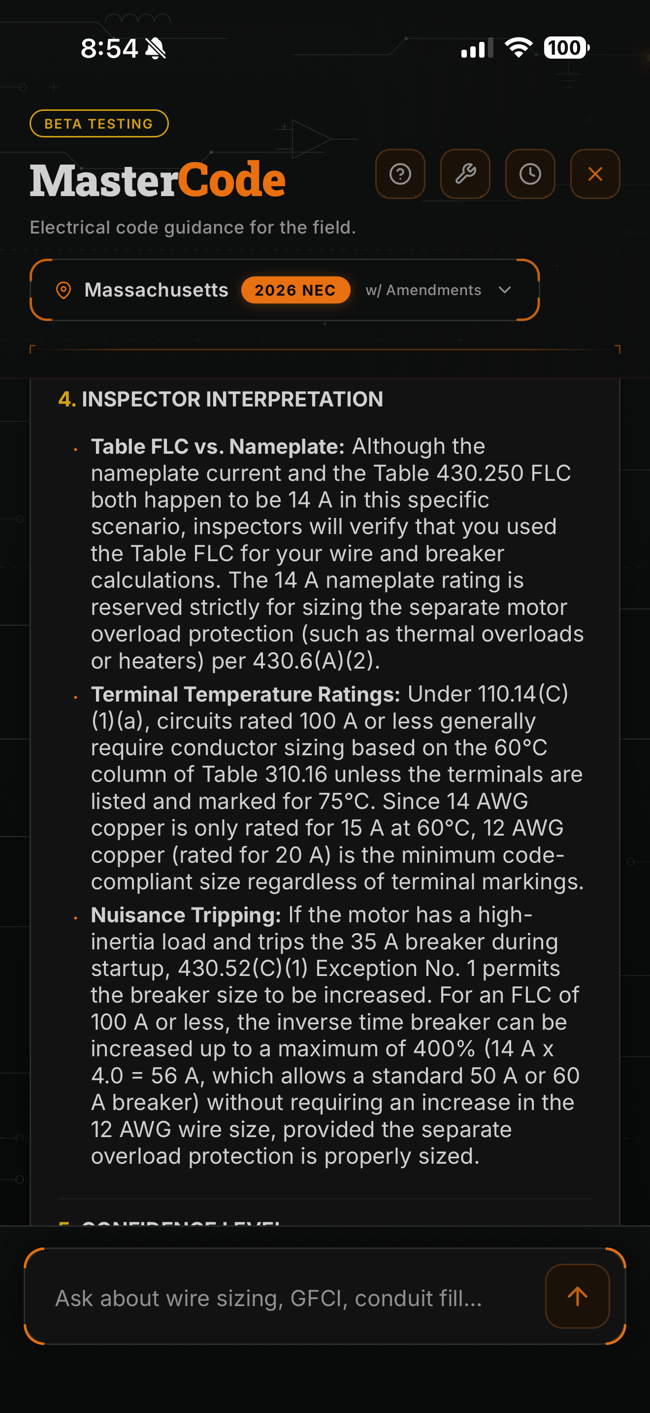 MasterCode answer — inspector interpretation